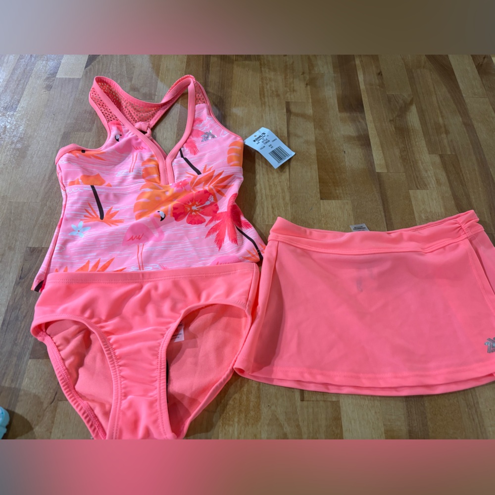 New with tags ZeroXposur Girls' Coral Floral Tankini & Skirt Swim Set - 4/5